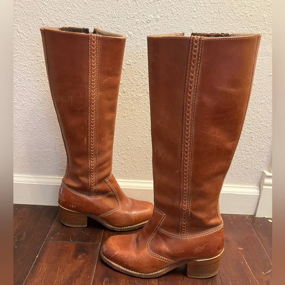 Vintage 1970s Bort Carleton Campus Cognac Boots sz 7
